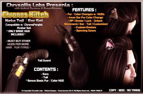 Neko Tail Ears Steampunk SL Chronos